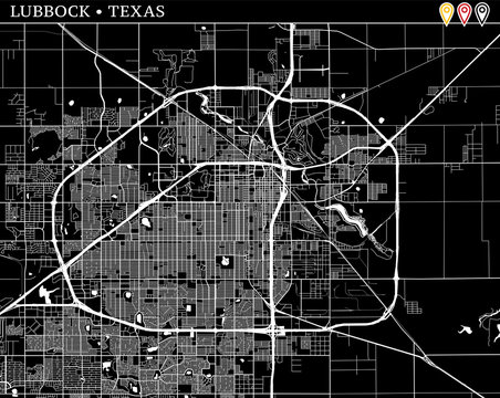 Simple map of Lubbock, Texas