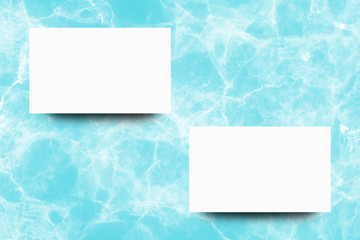 Empty white paper sheet on Turquoise marble background,Mock up for design.