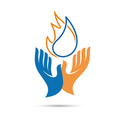 Vector logo domestic heating and cooling. Abstract illustration