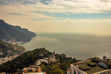 beautiful panorama visible from Ravello, Salerno, on the Amalfi coast