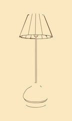 Floor lamp silhouette. Vintage torchere. Home interior and creativity. Thin line style, flat design