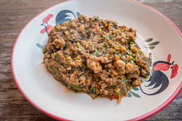 Spicy minced fish Thai food