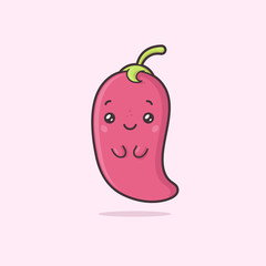 Cute little chili kawaii cartoon vector illustration