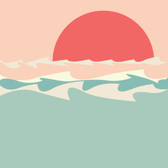 Sunset over sea minimalism