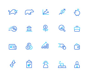 Finance icons, simple line set