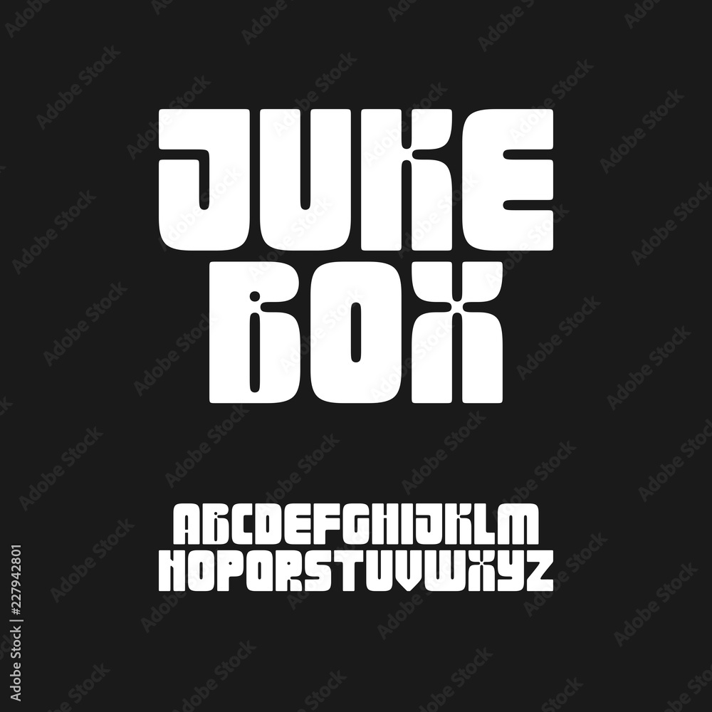 Fototapete 60's and 70's inspired retro style chubby display font in uppercase