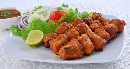 Chicken Boti Kebab, Delicious spicy and marinated boneless chicken meat cooked on charcoal flame.