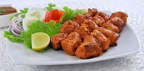 Chicken Boti Kebab, Delicious spicy and marinated boneless chicken meat cooked on charcoal flame.