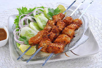 Fish Tikka, Delicious and Spicy Boneless Fish Meat on Skewers