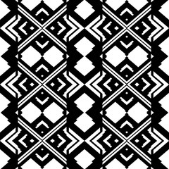 Ethnic style seamless pattern in black and white. Abstract wallpaper