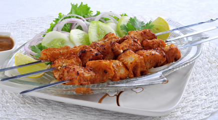 Fish Tikka, Delicious and Spicy Boneless Fish Meat on Skewers