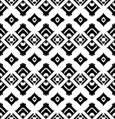 Ethnic style seamless pattern in black and white. Abstract wallpaper