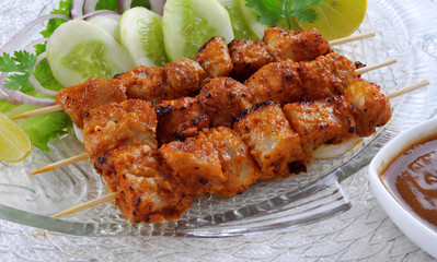 Fish Tikka Boti, Spicy Barbecued Fish Meat on Skewers