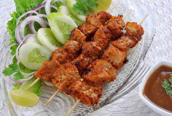 Fish Tikka Boti, Spicy Barbecued Fish Meat on Skewers