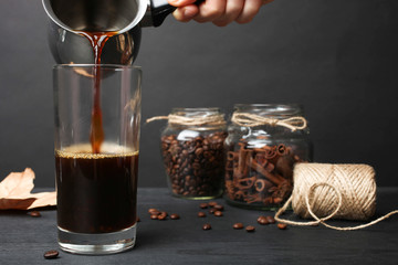 coffee poured in glass