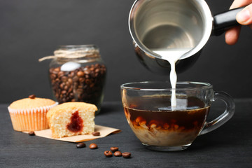 Milk poured in glass