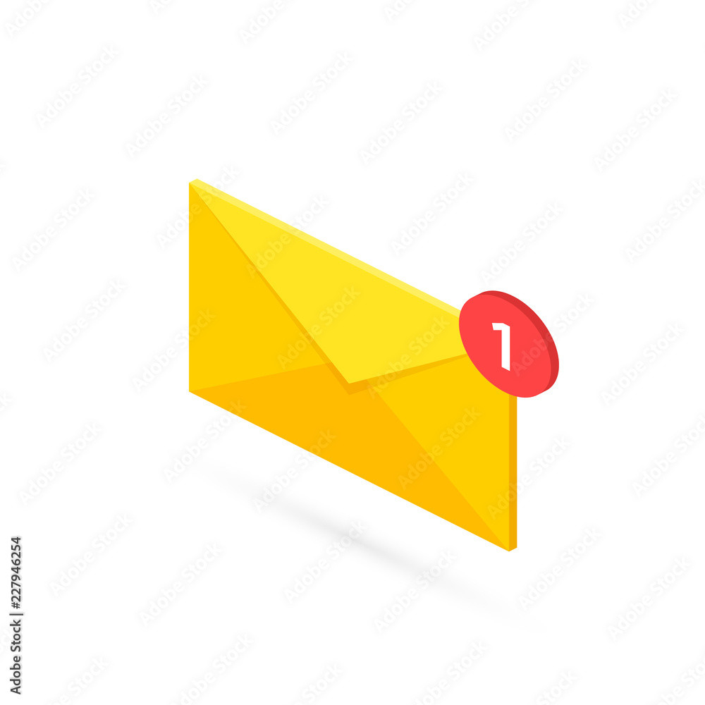 Aufkleber new mail envelope in isometric style. one message. message icon. vector illustration.