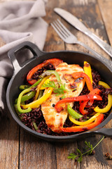 grilled chicken with rice and bell pepper