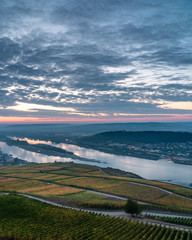 Amazing sunrise in Rudesheim am Rhein, Germany