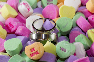 Wedding rings in candy