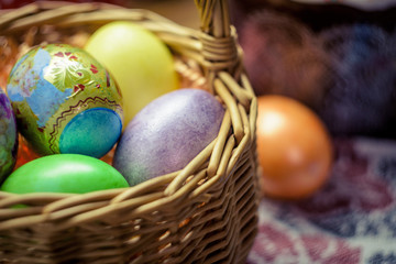 Easter colored eggs and the easter cake
