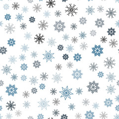 Dark BLUE vector seamless pattern with christmas snowflakes.