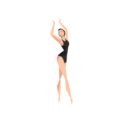 Beautifull slim ballerina dancing, professional ballet dancer vector Illustration on a white background