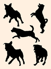 Rottweiler dog silhouette 03. Good use for symbol, logo, web icon, mascot, sign, or any design you want.