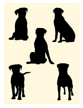 Rottweiler dog silhouette 02. Good use for symbol, logo, web icon, mascot, sign, or any design you want.