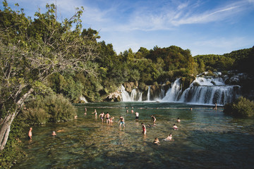 Krka national park (park narodowy Krka w Chorwacji) - Skradinski Buk waterfall - Croatia - obrazy, fototapety, plakaty