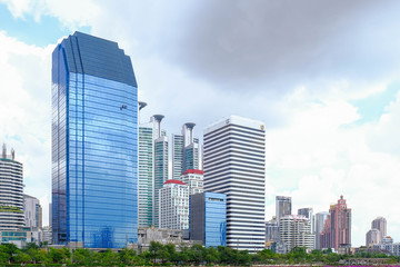 Clean colorful cityscape photo of Bangkok city downtown, thailand