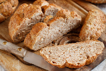 Whole wheat bread on a Wooden Table