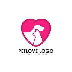 pet love logo design template. pet care vector icon