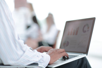 businessman typing on laptop.photo with copy space.