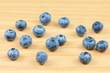 blueberry on wood table background