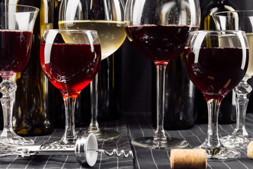 Many glasses of different wine