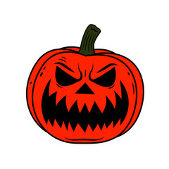 EVIL FACE PUMPKIN JACK-O-LANTERN COLOR WHITE BACKGROUND