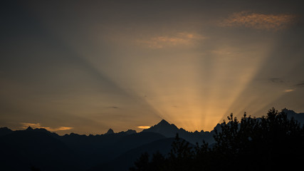 sunset in mountains