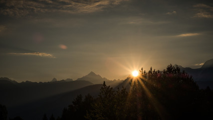 sunset in mountains