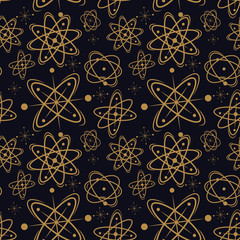 Atomic mid century seamless pattern. Vector illustration. 