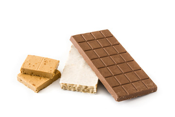 Christmas nougat isolated on white background. Typical Spanish.

