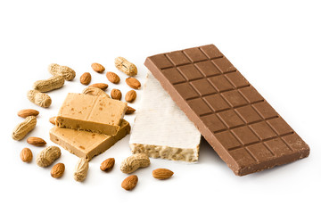 Christmas nougat isolated on white background. Typical Spanish.

