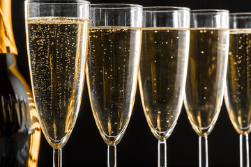 Many glasses of champagne