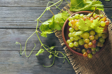 Grapes on a wooden table