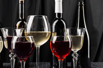 bottles and glasses of wine