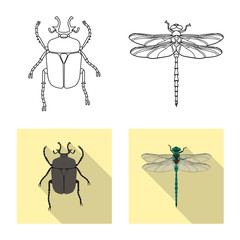 Isolated object of insect and fly icon. Collection of insect and element vector icon for stock.