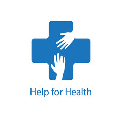 Help for health vector graphic design. Helping hands inside medical cross symbol.