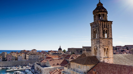Fototapeta na wymiar Old Bell Tower in the beautiful old town of Dubrovnik