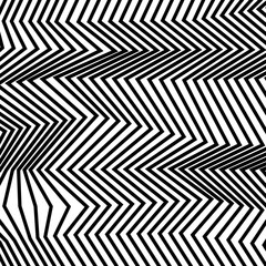 Abstract black and white striped background. Geometric pattern with visual distortion effect. Optical illusion. Op art.