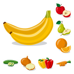 Isolated object of vegetable and fruit symbol. Set of vegetable and vegetarian vector icon for stock.